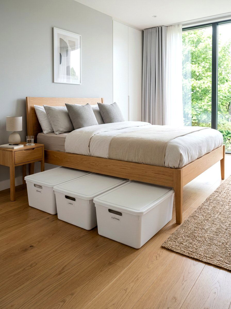 Under bed storage bins - 30 bedding storage ideas