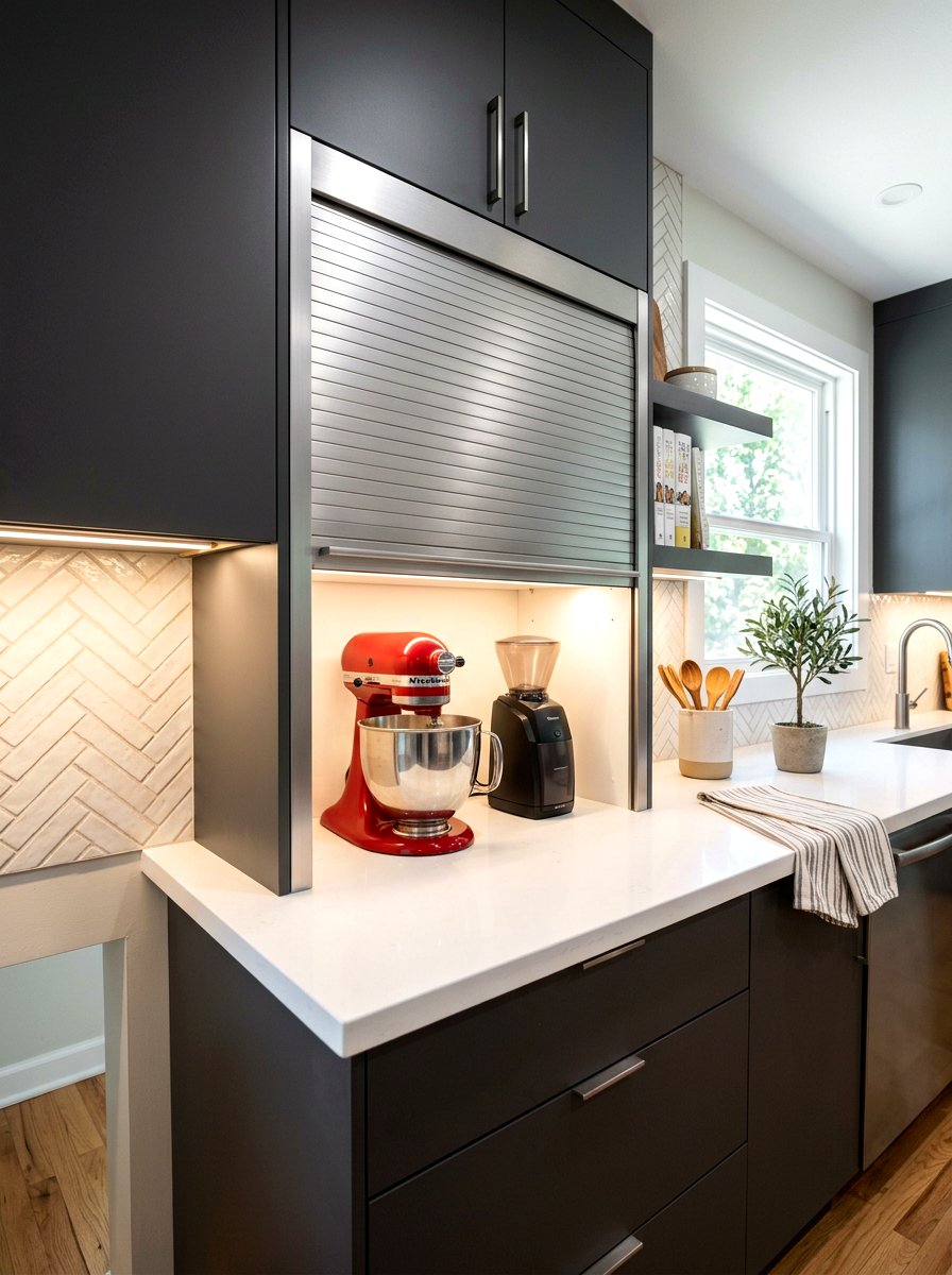 Under cabinet appliance garage - 30 breakfast station cabinet ideas