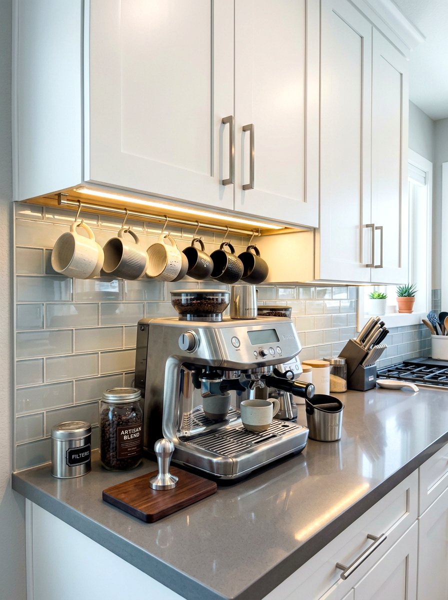 Under cabinet coffee setup - 30 coffee station ideas