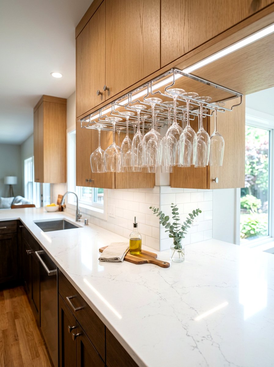 Under cabinet glassware rack - 30 glassware display ideas