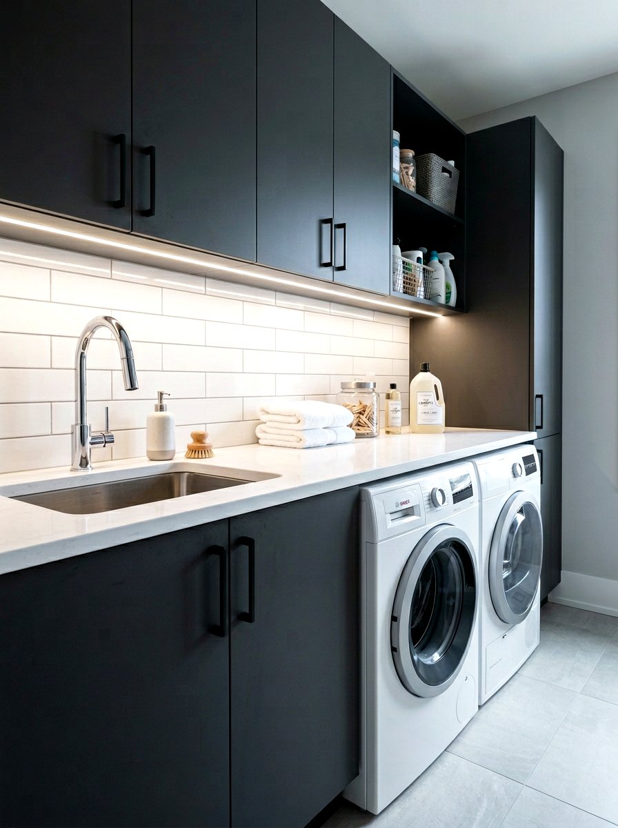 Under cabinet laundry room lighting - 30 modern laundry room ideas