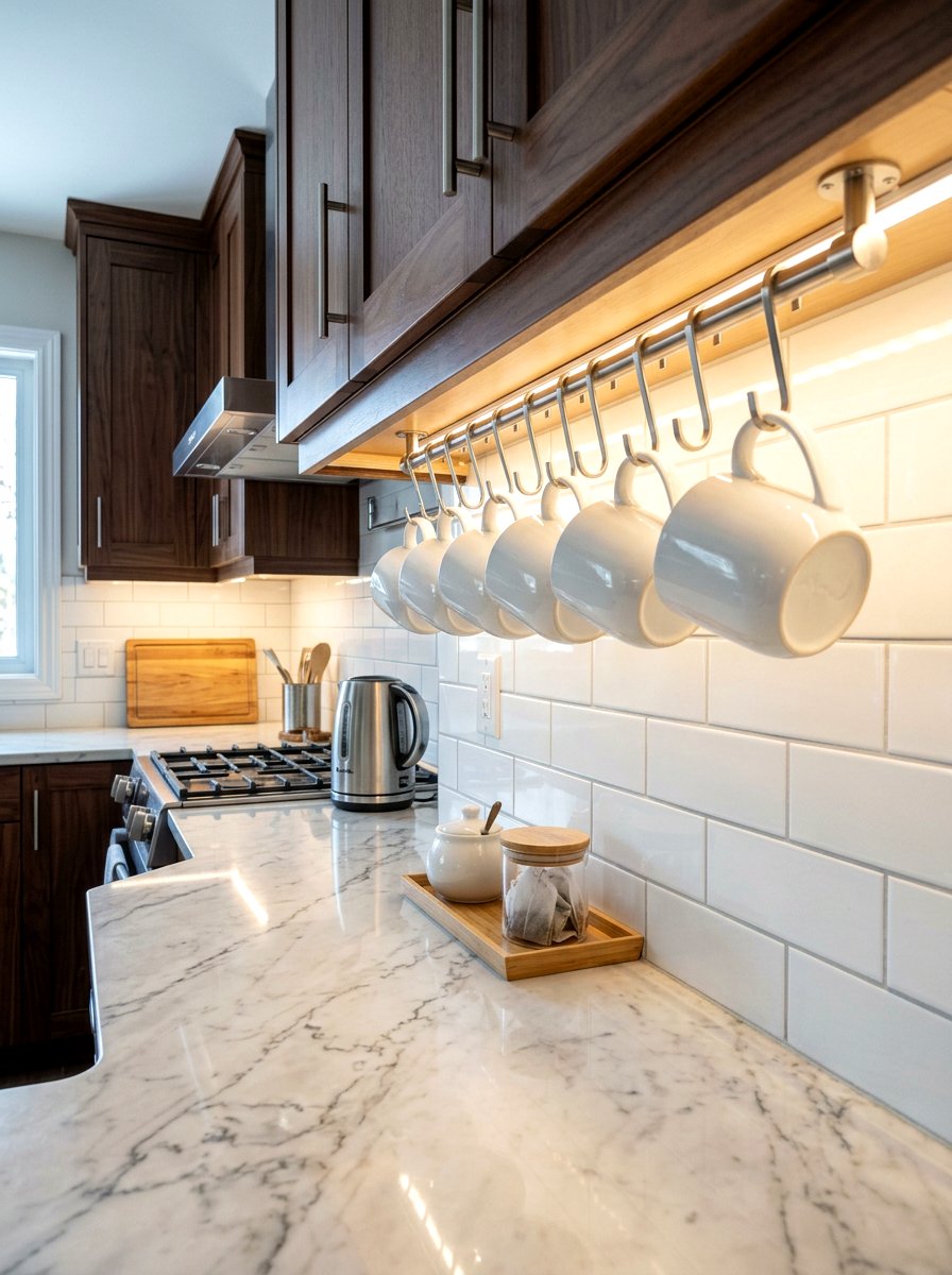 Under cabinet mug hooks - 30 mug display ideas