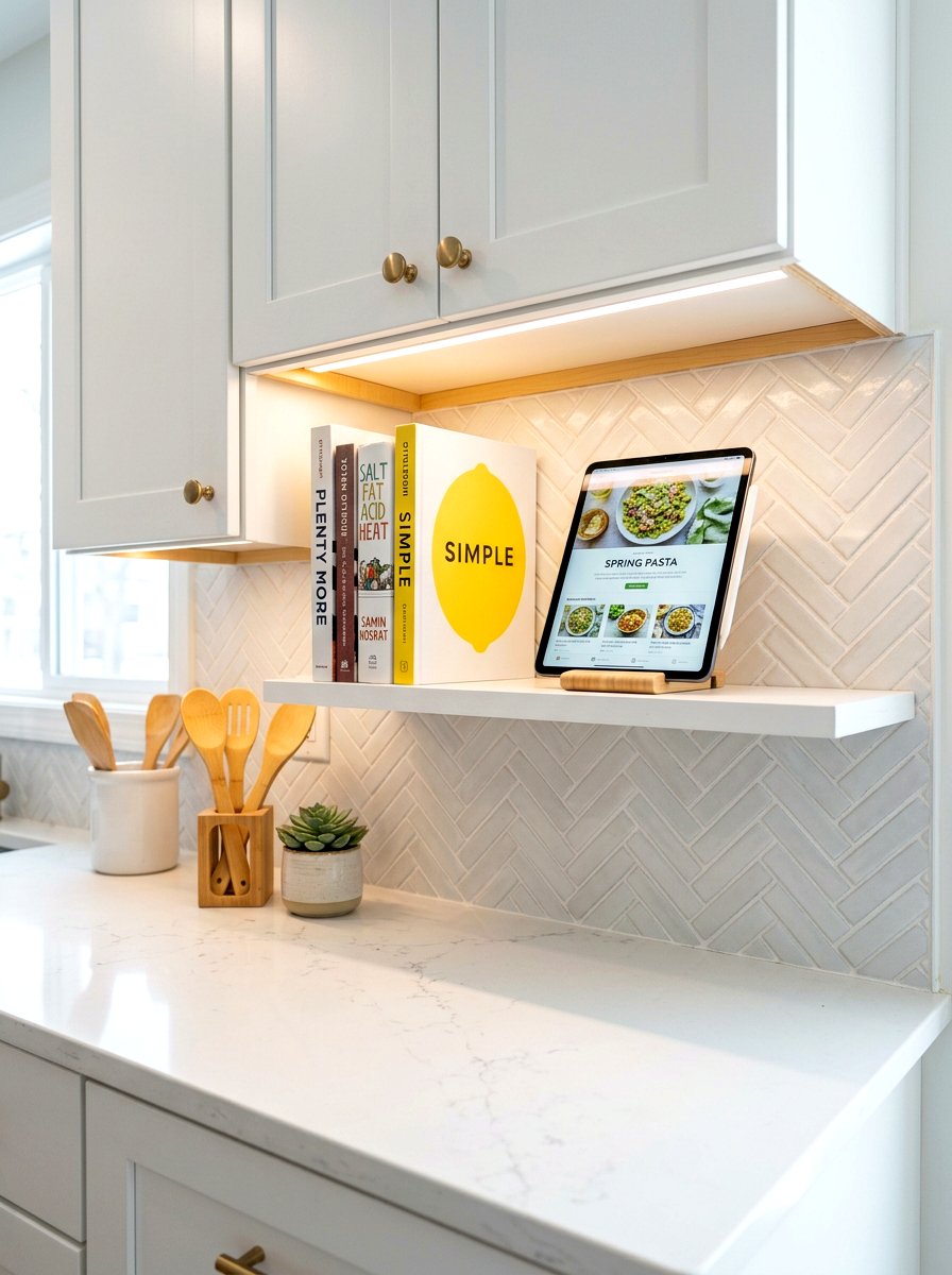 Under cabinet shelf - 30 book shelf kitchen ideas