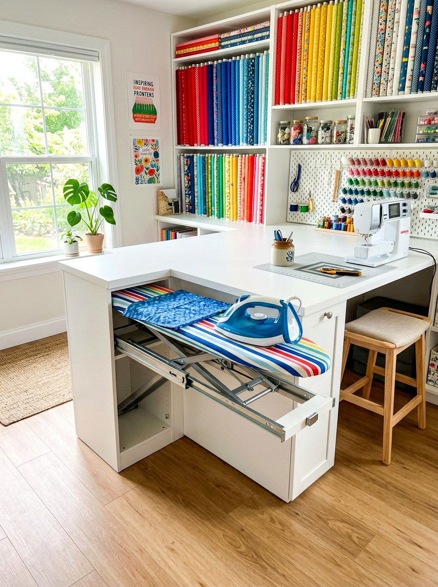 Under counter ironing board - 30 ironing board storage ideas