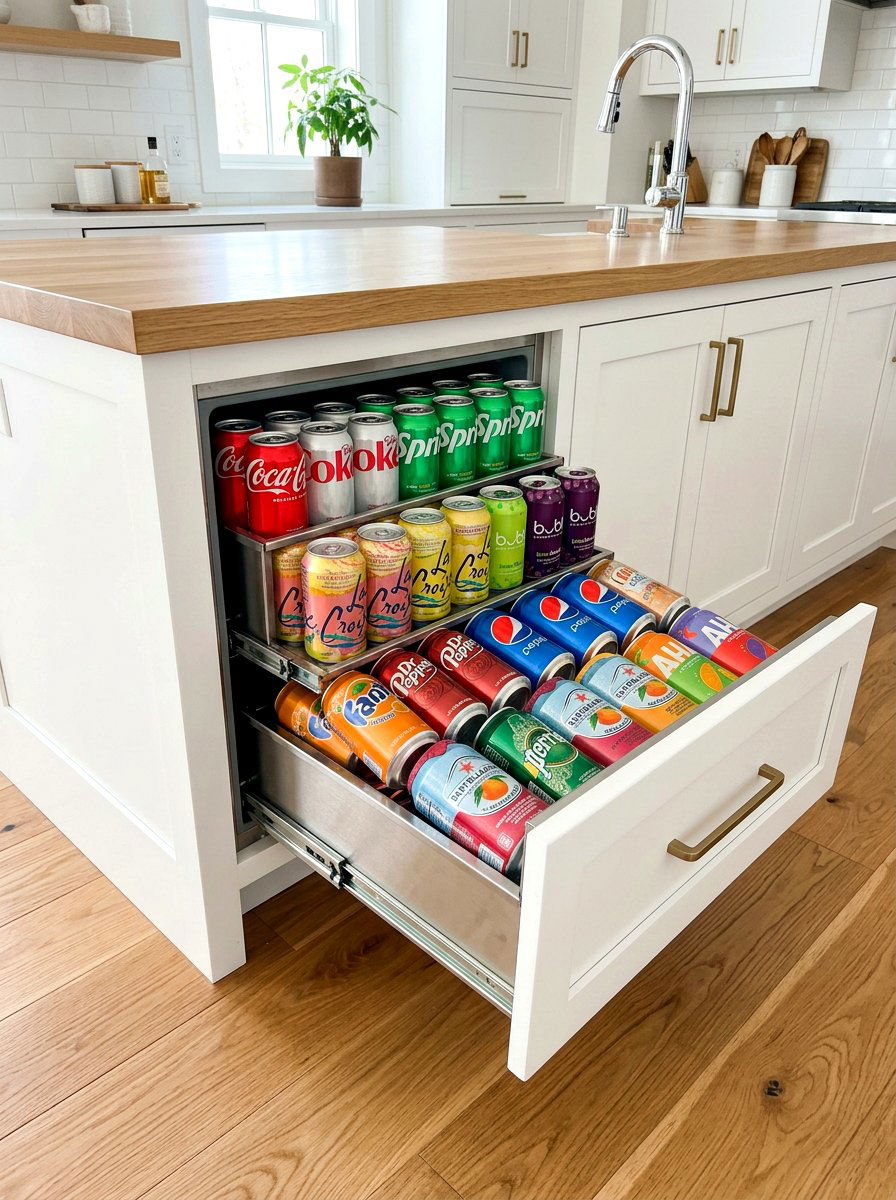 Under counter soda drawer - 30 beverage pantry ideas