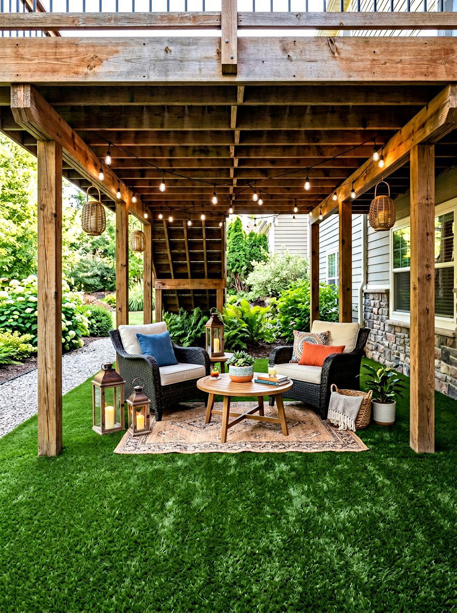 Under deck artificial grass - 30 artificial turf backyard ideas