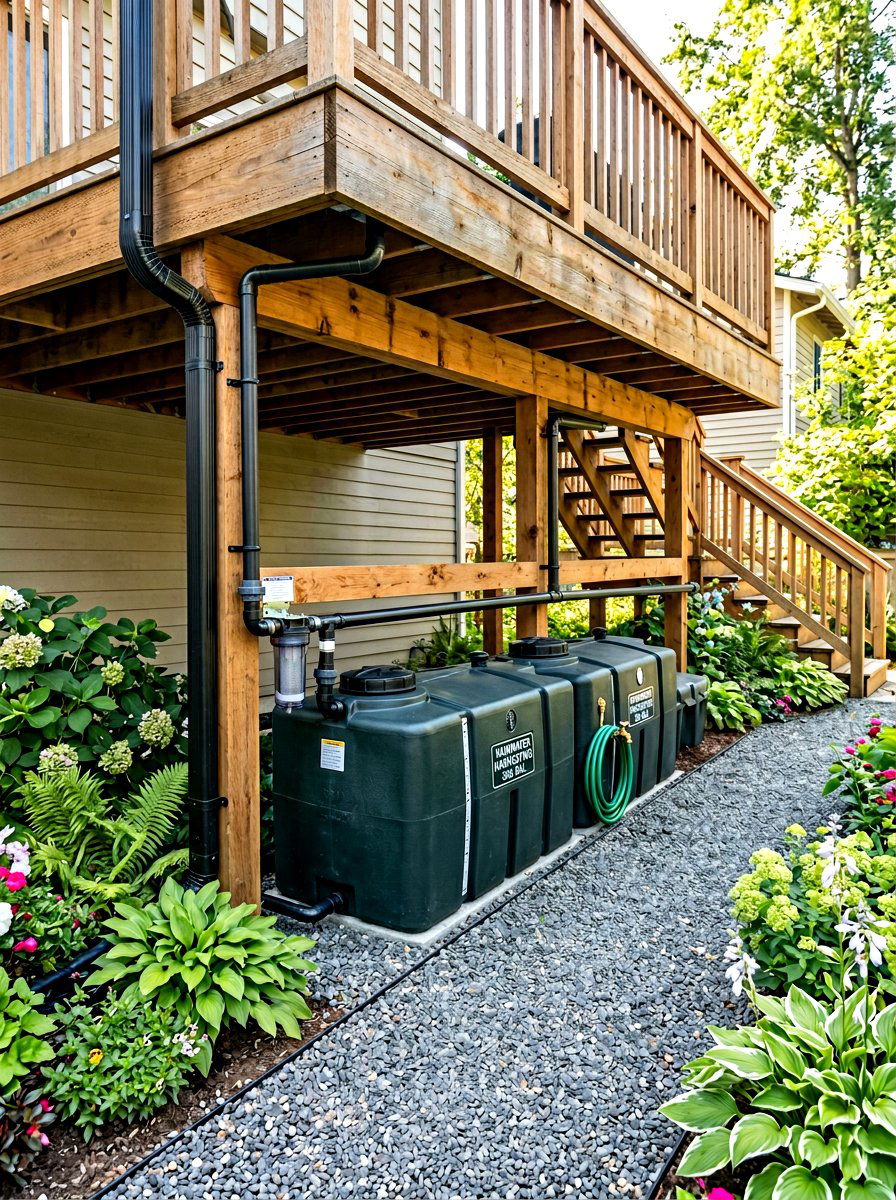 Under deck rain collection system - 30 rain barrel ideas