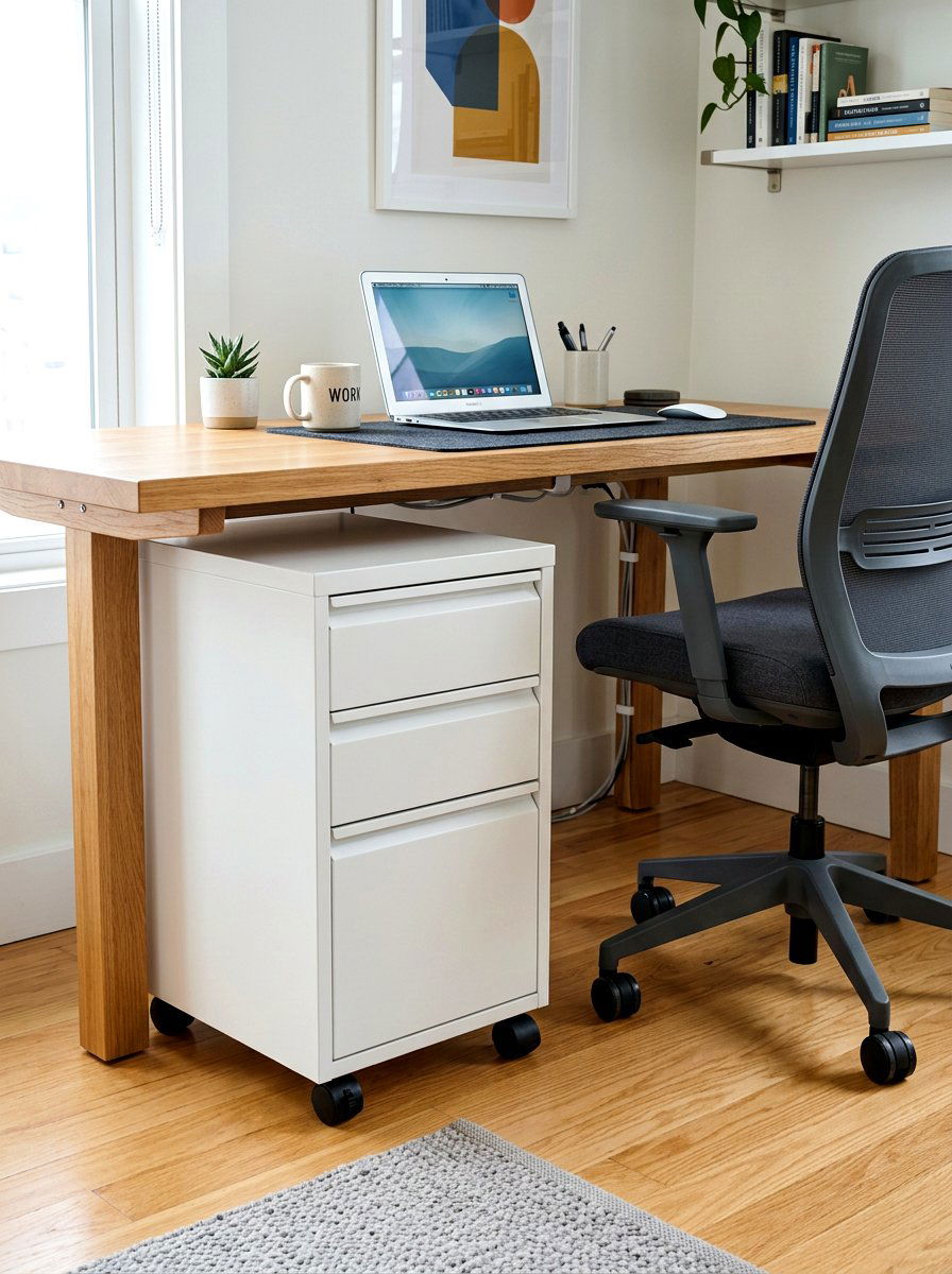 Under desk rolling storage - 30 renter friendly home office ideas
