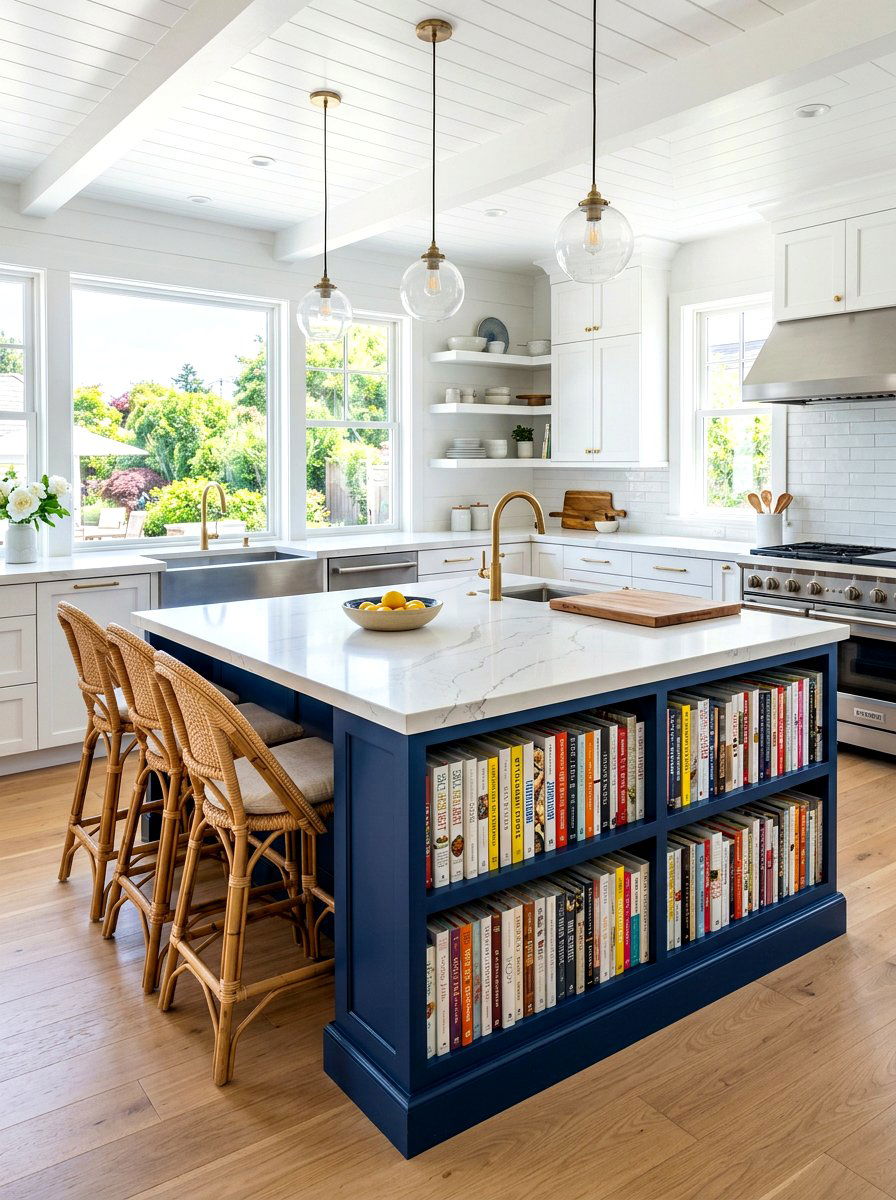 Under island storage - 30 book shelf kitchen ideas