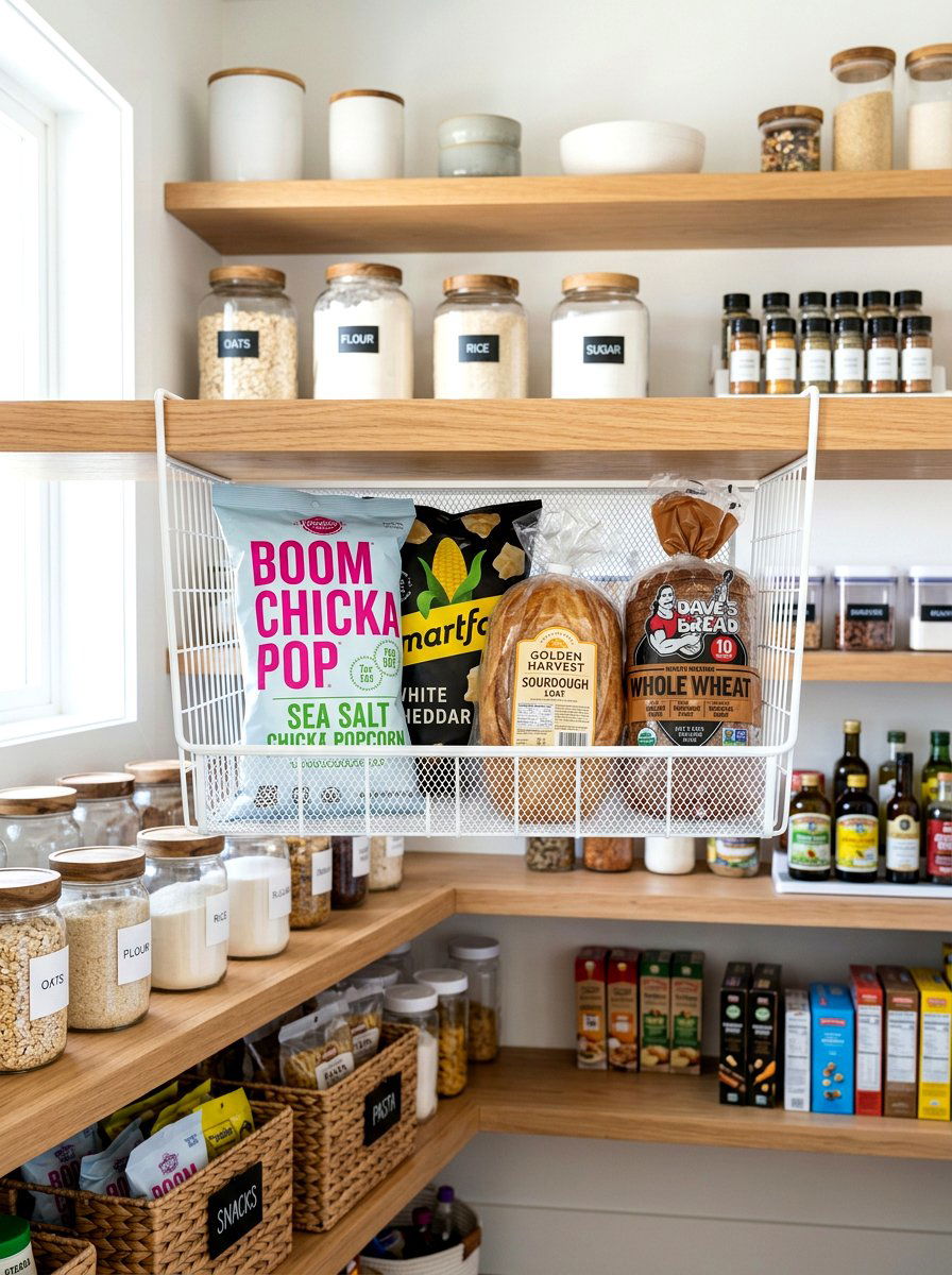 Under shelf basket - 30 pantry snack zone ideas