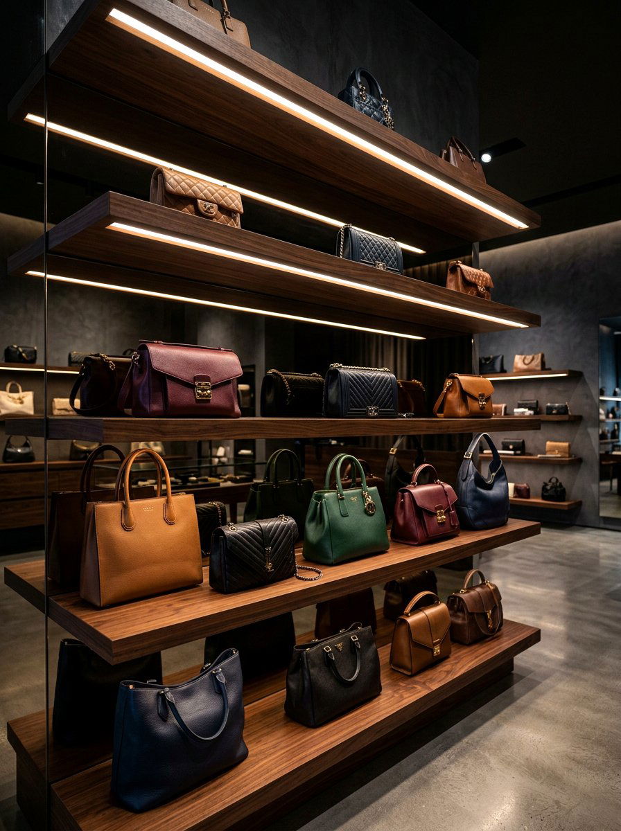 Under shelf handbag lighting - 30 purse display closet ideas
