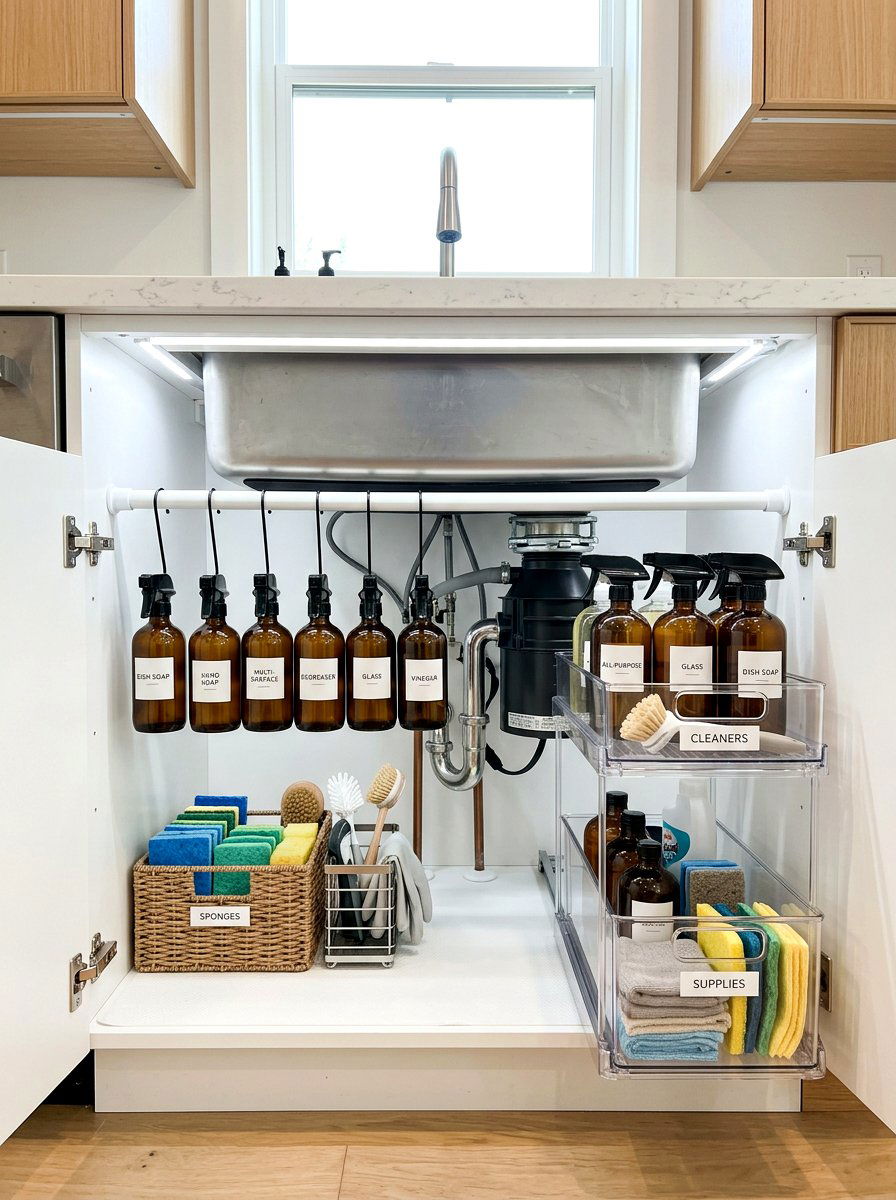 Under sink organization system - 30 green cleaning station ideas