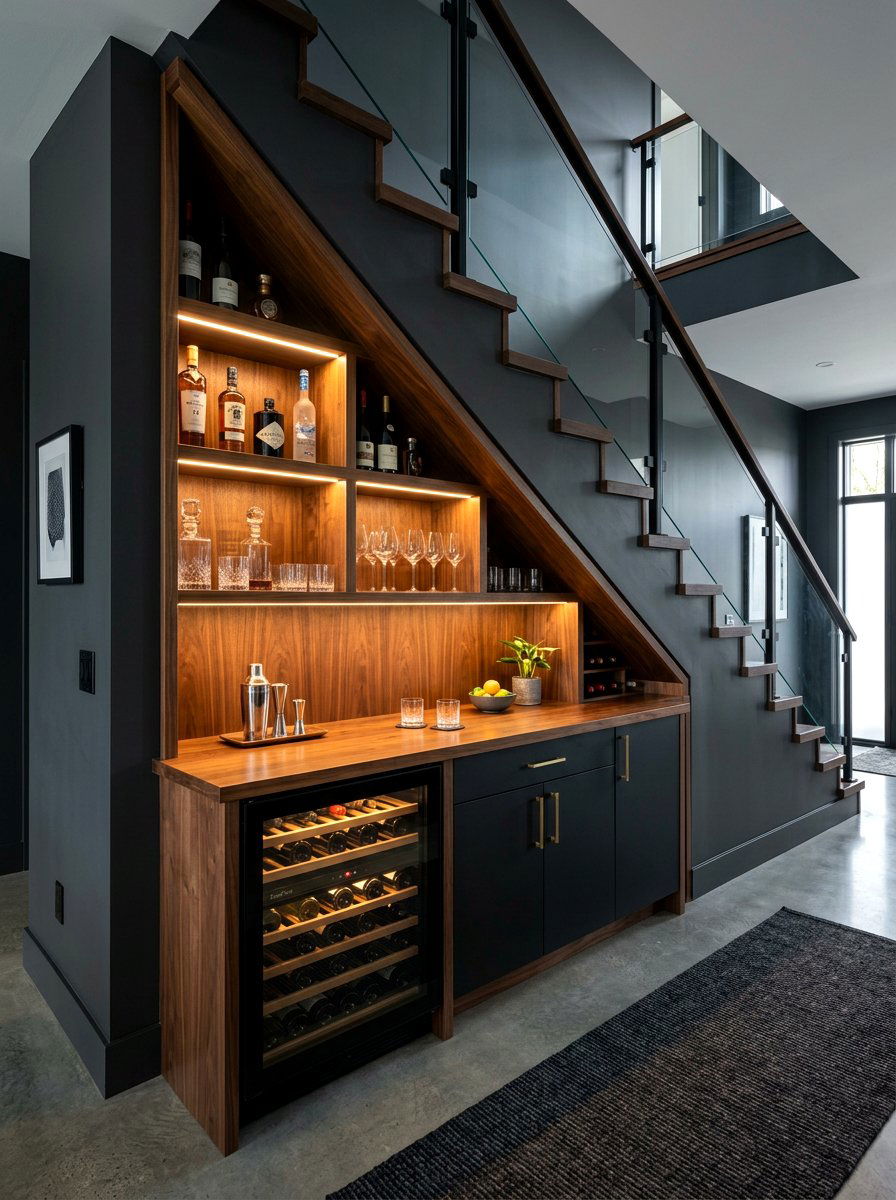 Under stairs bar cabinet - 30 cocktail nook ideas aesthetic