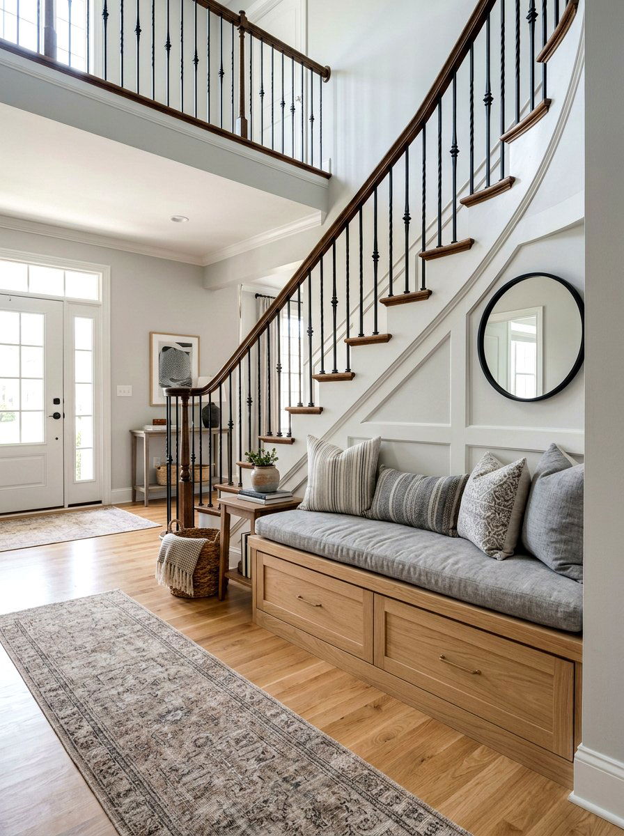Under stairs built in bench - 30 under staircase nook ideas