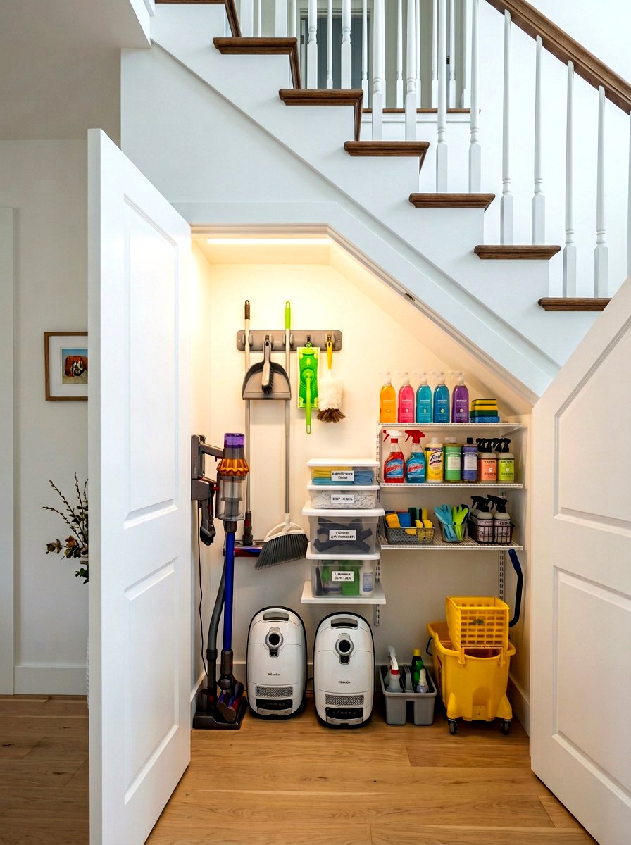 Under stairs cleaning closet - 30 under stairs storage ideas