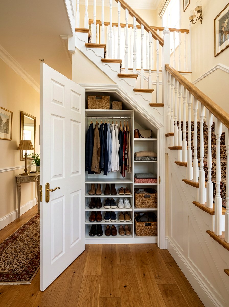 Under stairs closet - 30 under staircase nook ideas