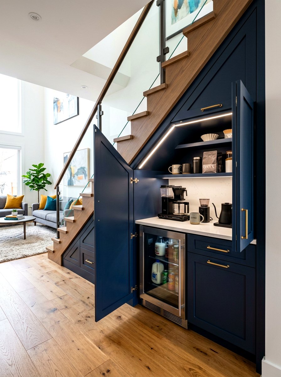 Under stairs coffee pantry - 30 hidden coffee pantry ideas