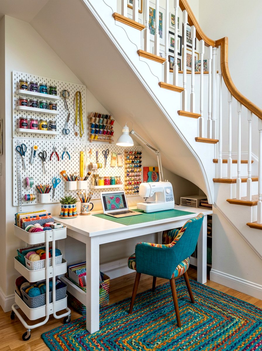 Under stairs craft corner - 30 under stairs decor niche ideas