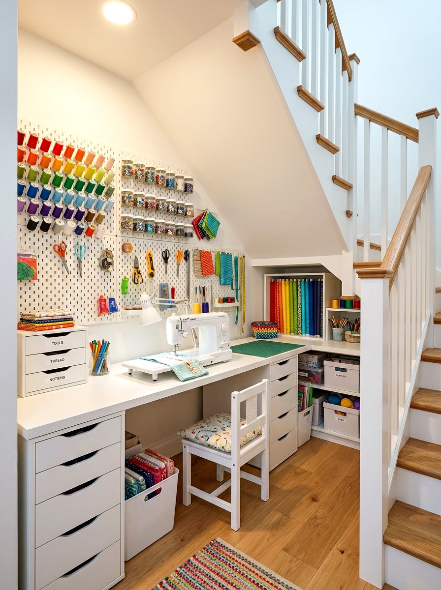 Under stairs craft room - 30 under stairs storage ideas