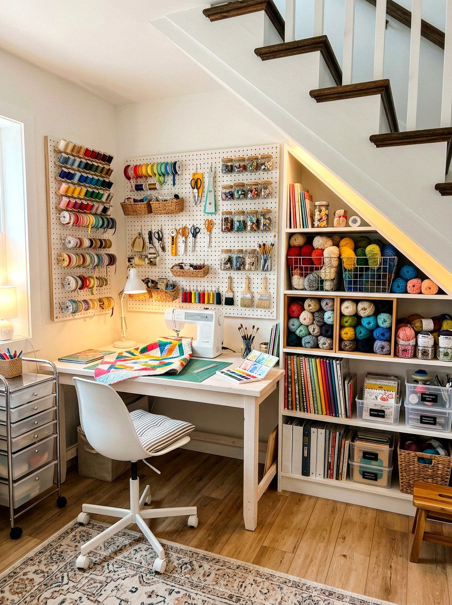 Under stairs craft room - 30 under staircase nook ideas
