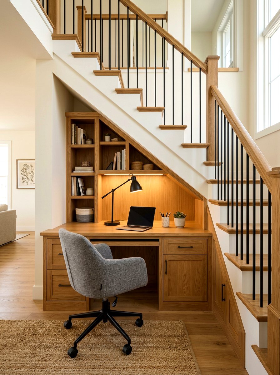 Under stairs desk - 30 study nook ideas