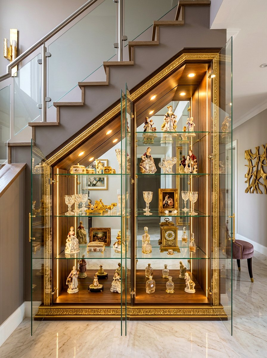 Under stairs display cabinet - 30 under stairs decor niche ideas