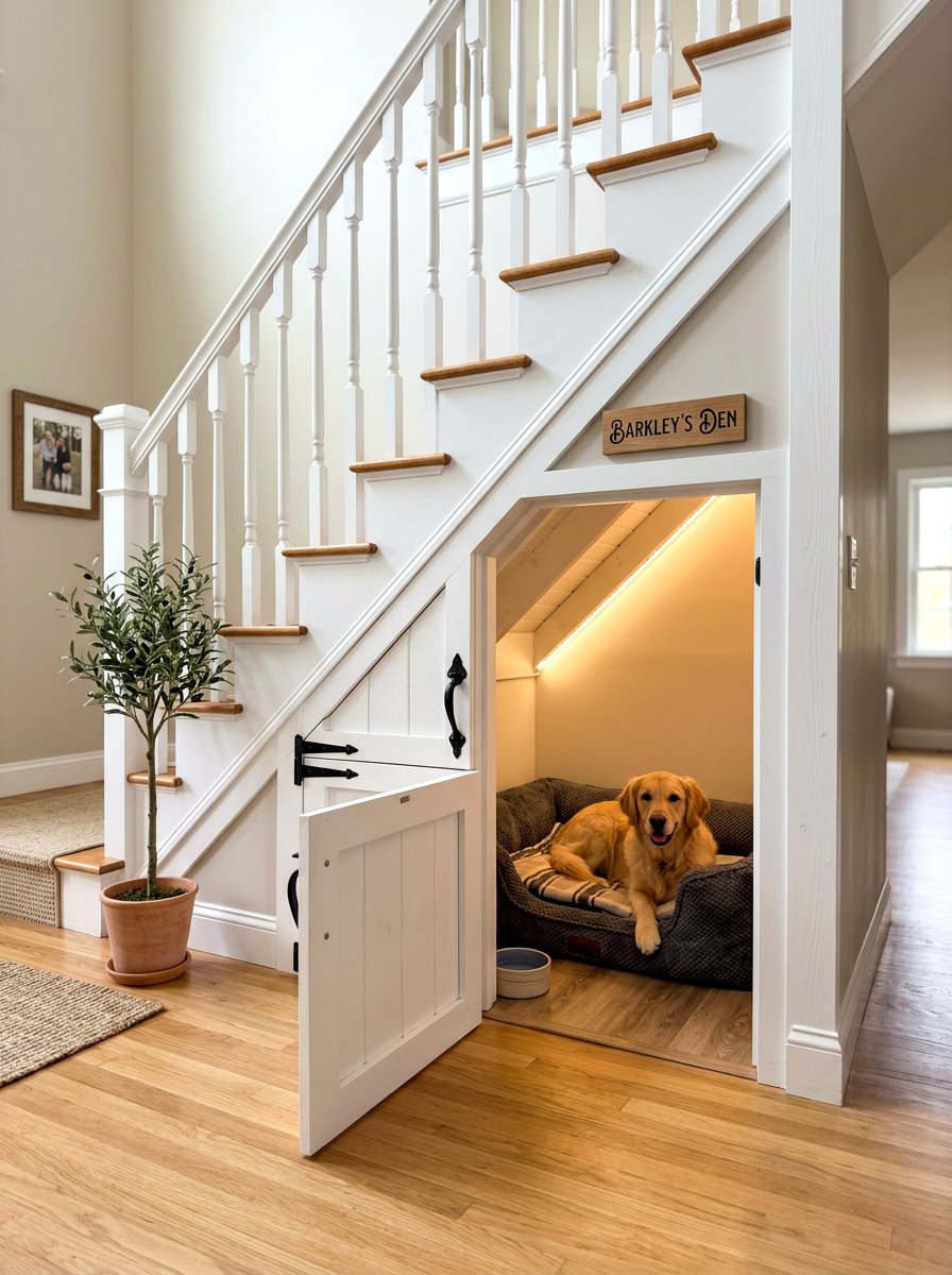 Under stairs dog house - 30 Pinterest dog room ideas