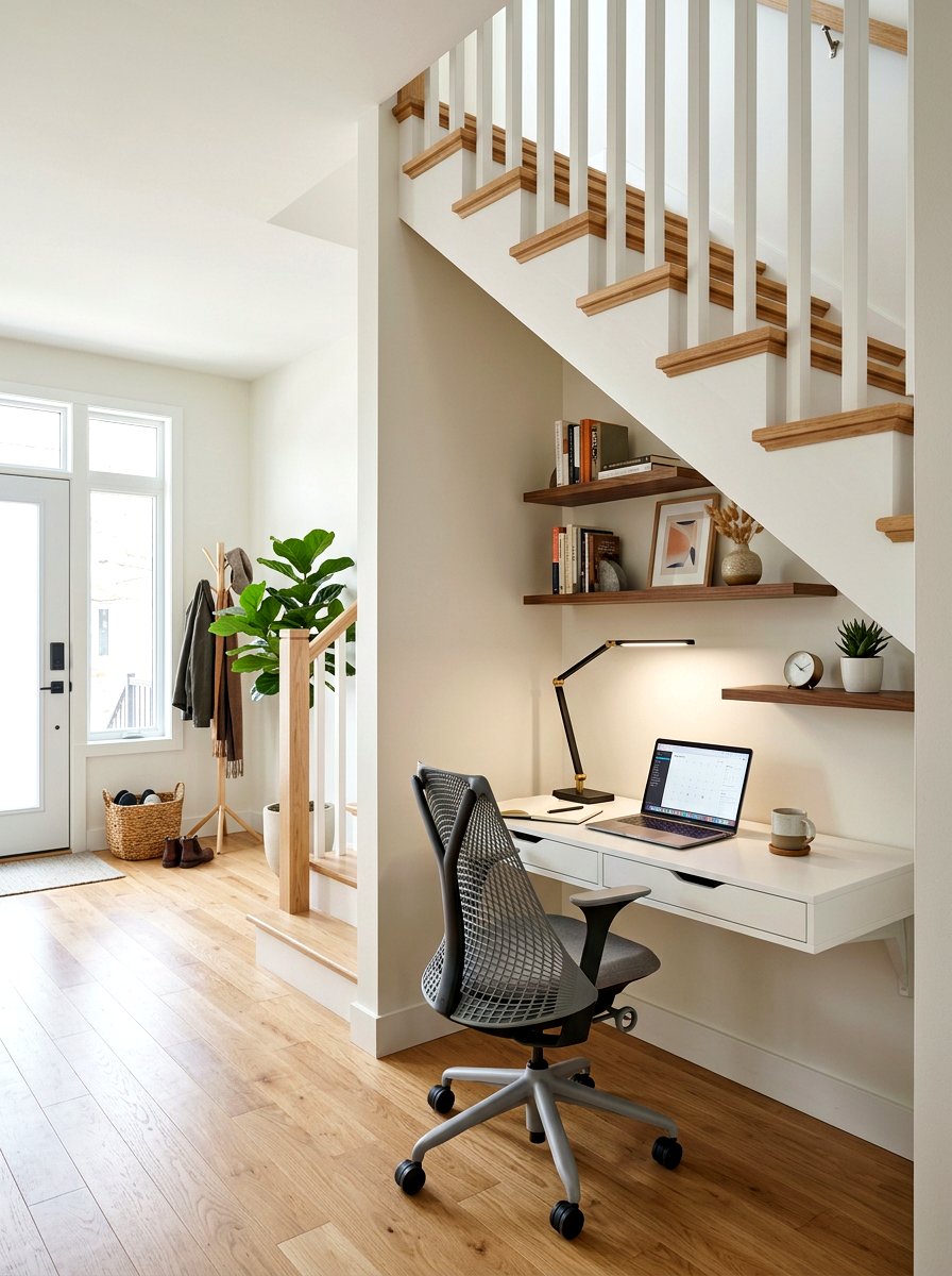 Under stairs home office - 30 under staircase nook ideas