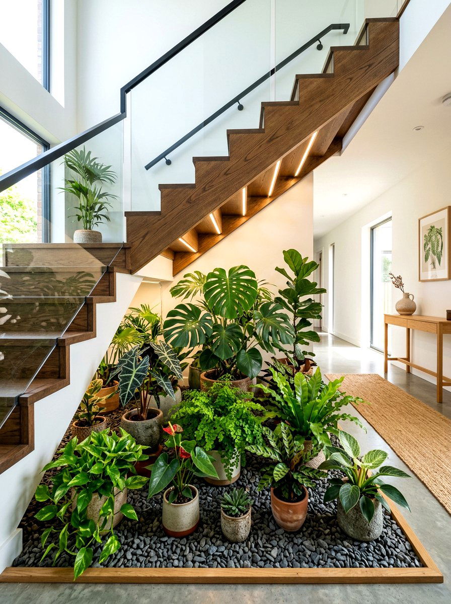Under stairs indoor garden - 30 under staircase nook ideas
