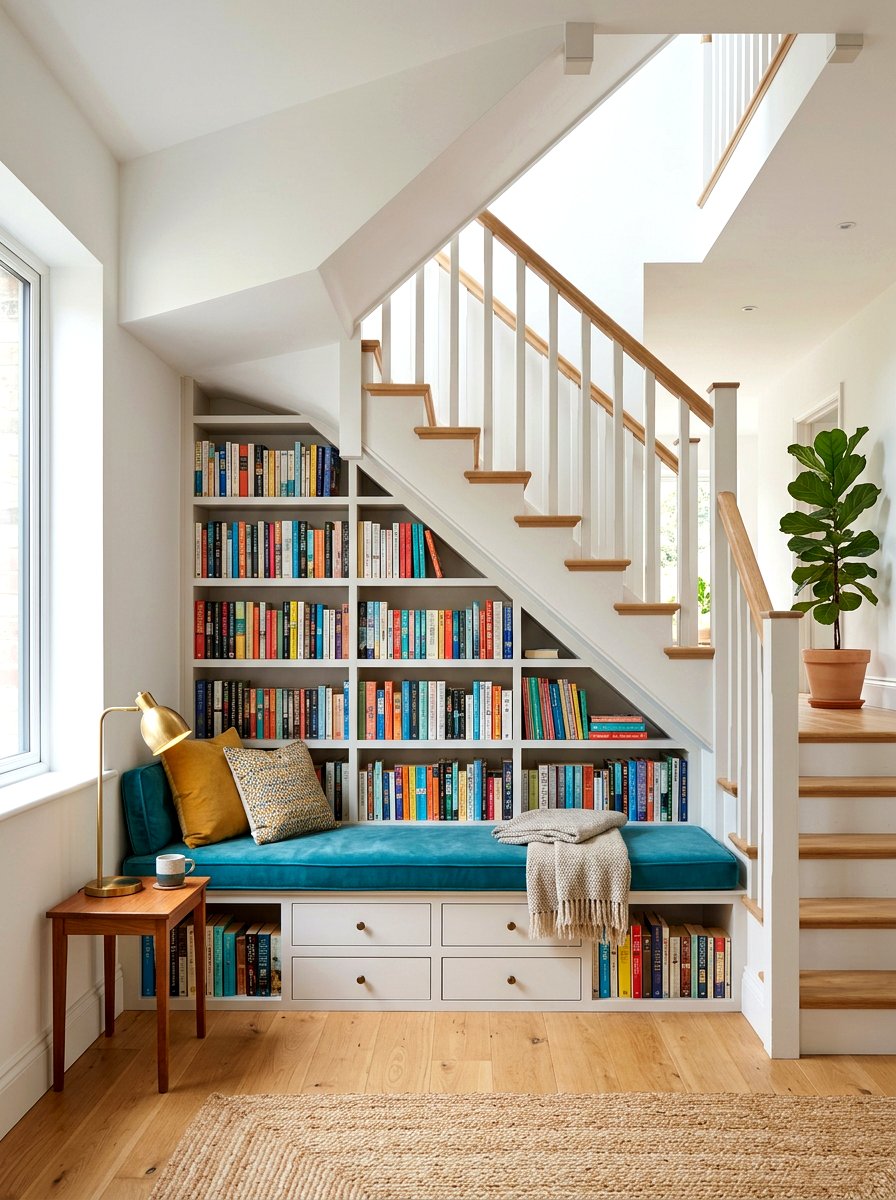 Under stairs library - 30 home library ideas