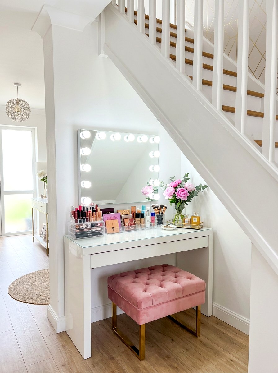 Under stairs makeup vanity - 30 under stairs decor niche ideas