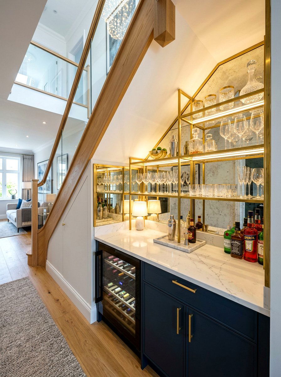 Under stairs mini bar - 30 under stairs decor niche ideas