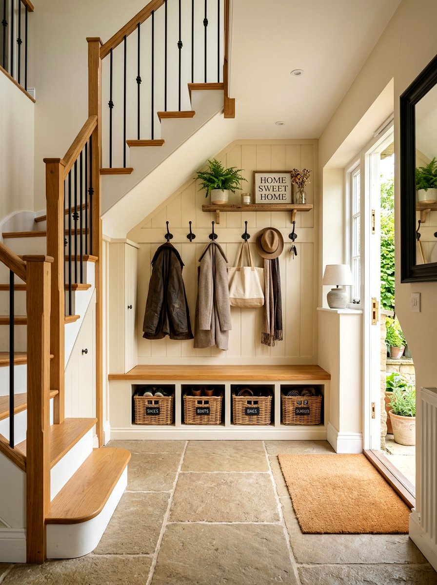 Under stairs mudroom - 30 under staircase nook ideas