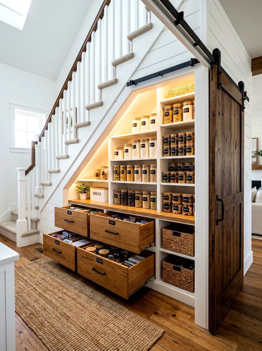 Under stairs pantry - 30 under stairs decor niche ideas