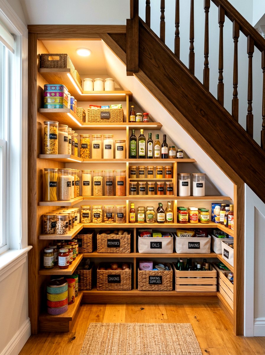 Under stairs pantry open shelving - 30 pantry with open shelving ideas