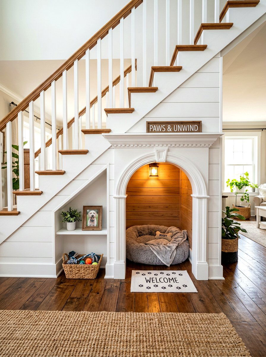 Under stairs pet house - 30 under stairs decor niche ideas