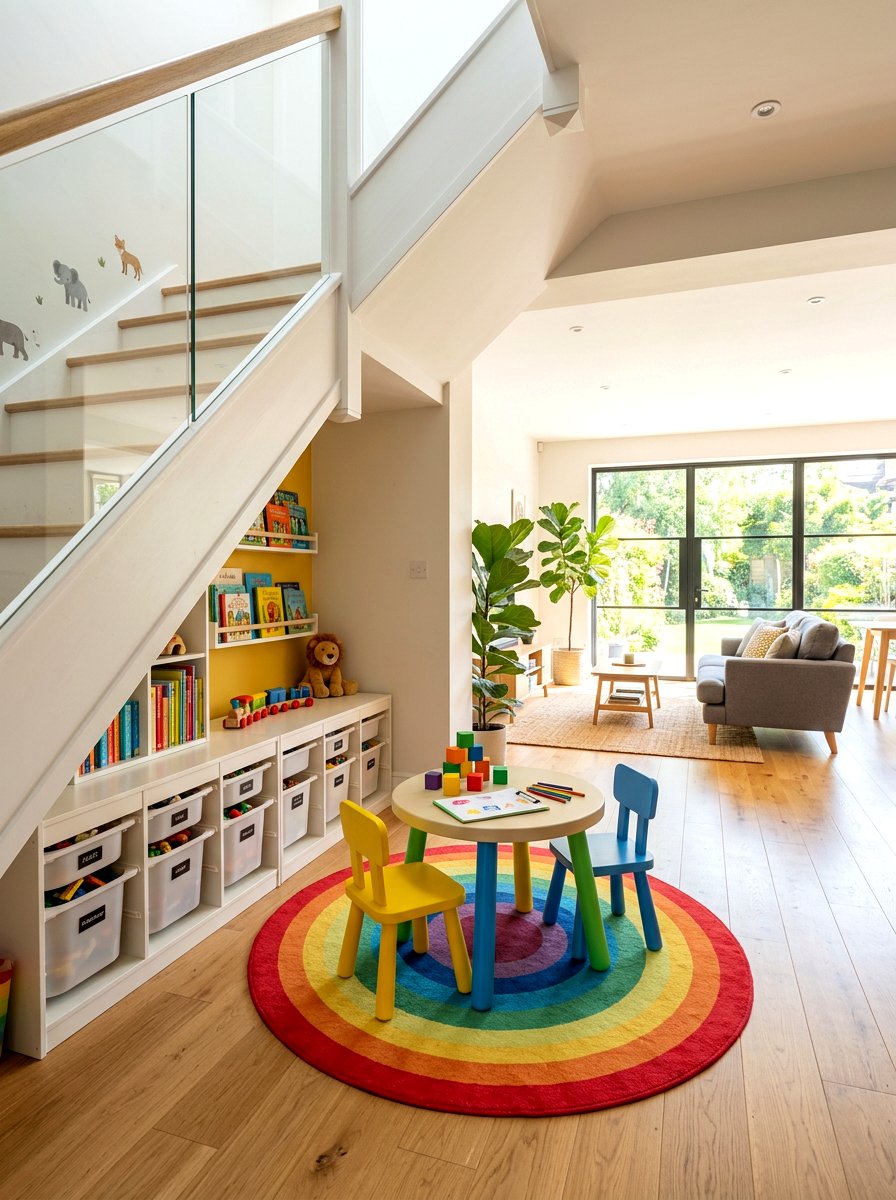 Under stairs playroom - 30 under staircase nook ideas