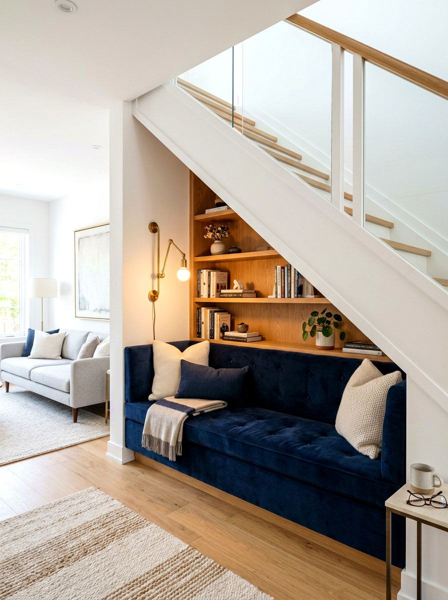 Under stairs reading nook - 30 under staircase nook ideas