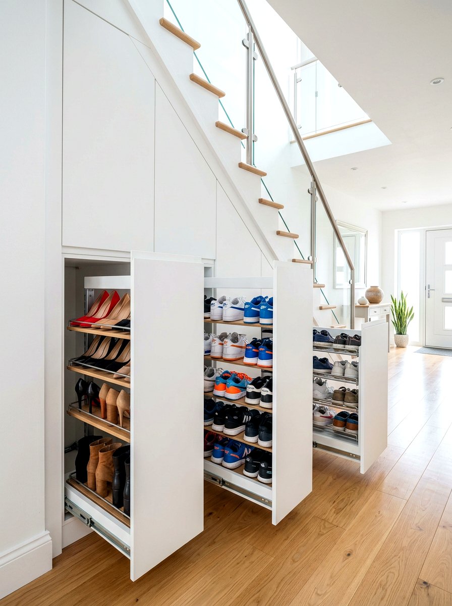 Under stairs shoe storage - 30 under stairs decor niche ideas