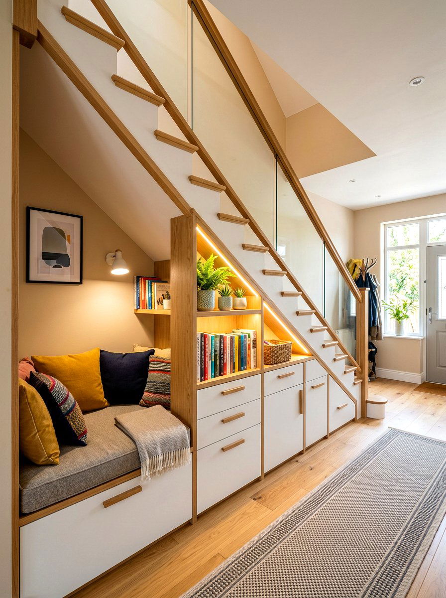 Under stairs unit - 30 drop zone shelf ideas