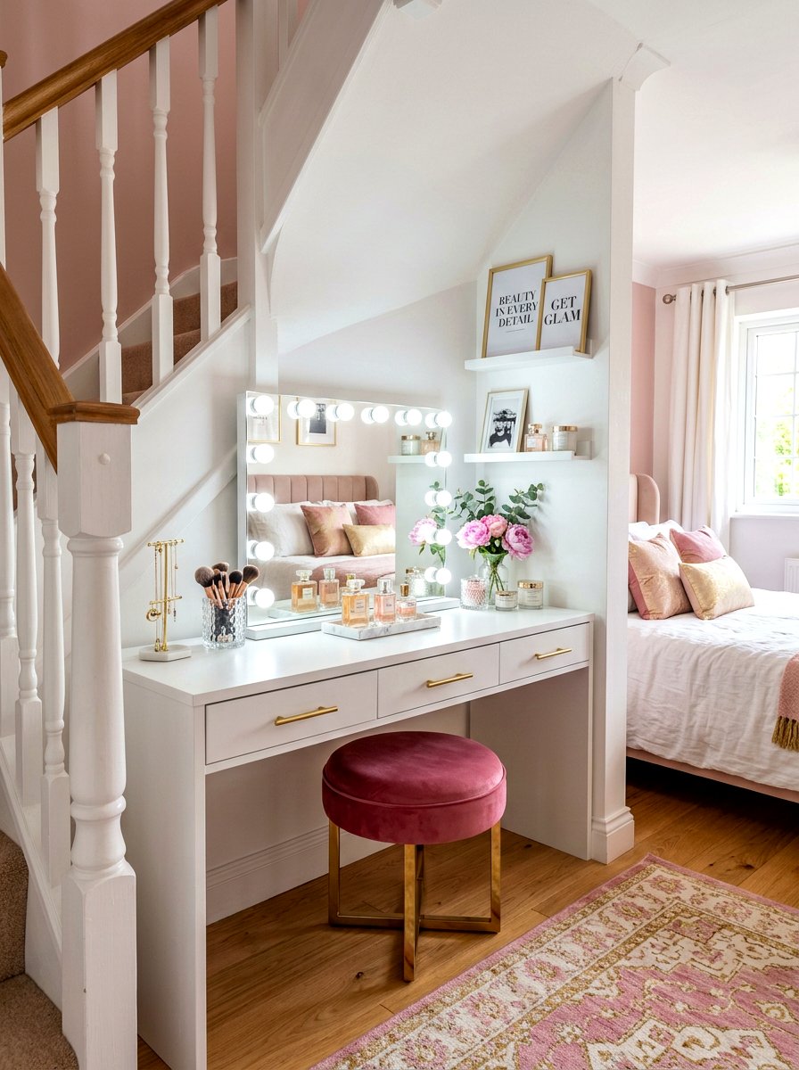 Under stairs vanity station - 30 under staircase nook ideas