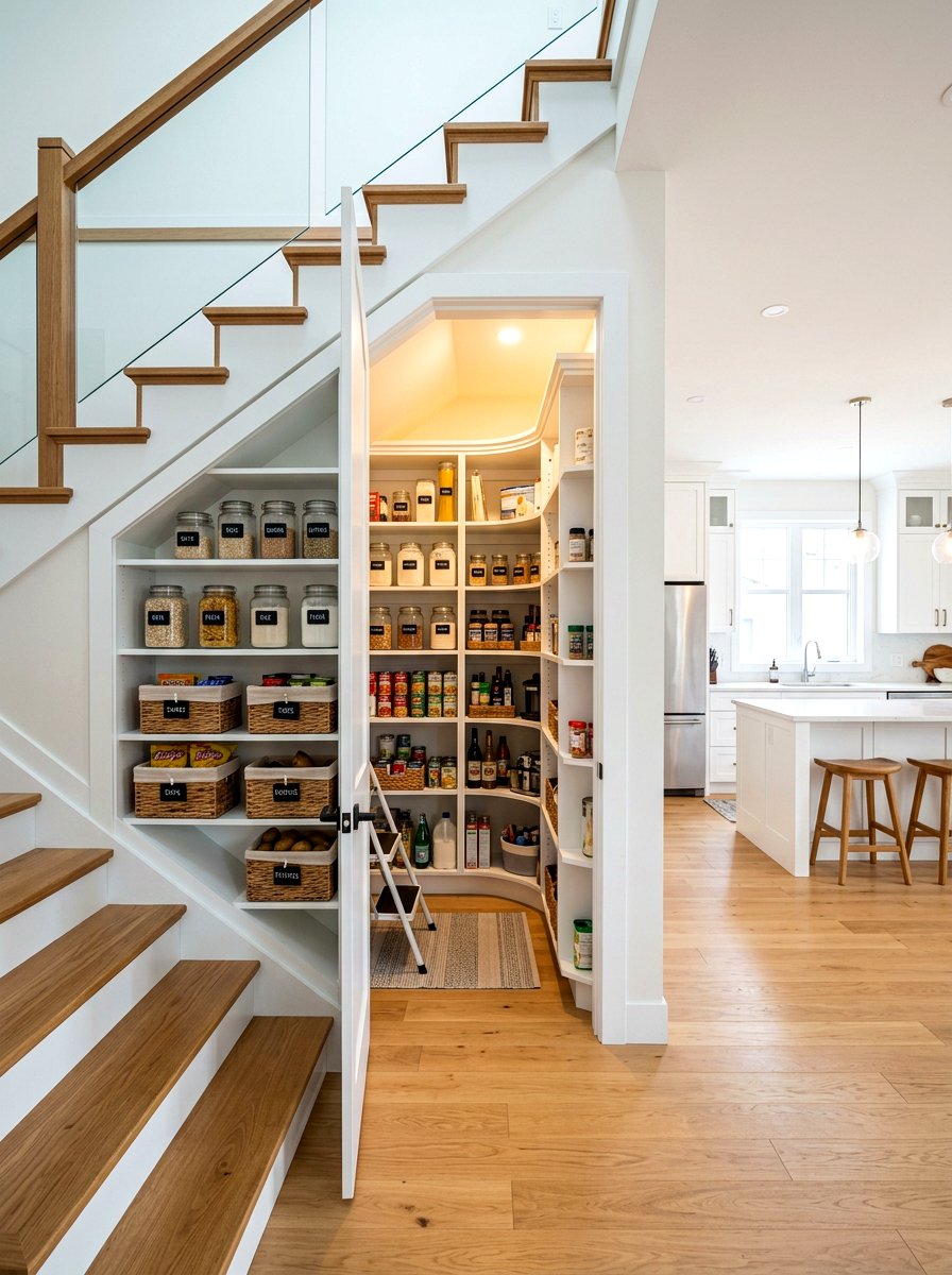 Under stairs walk in pantry - 30 under staircase nook ideas
