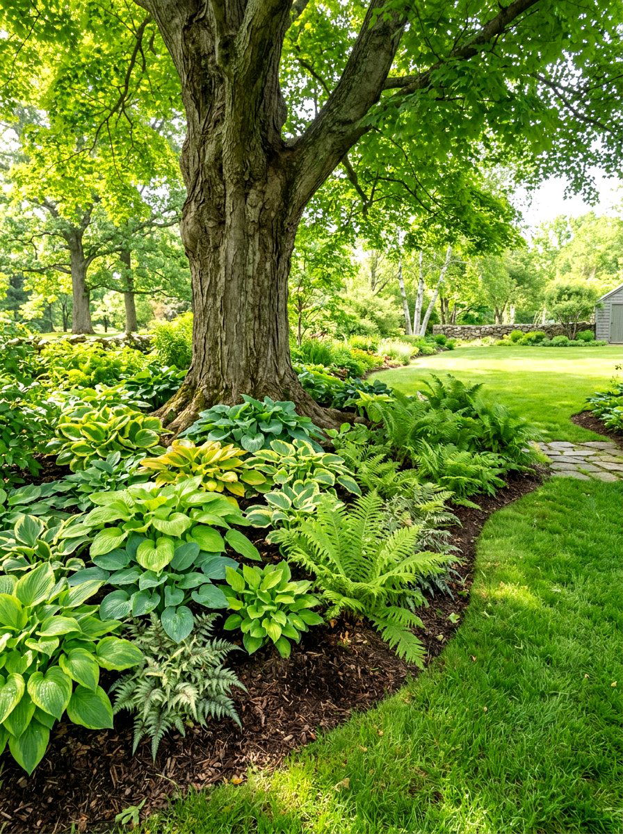 Under tree hosta fern planting - 30 hosta and fern garden ideas
