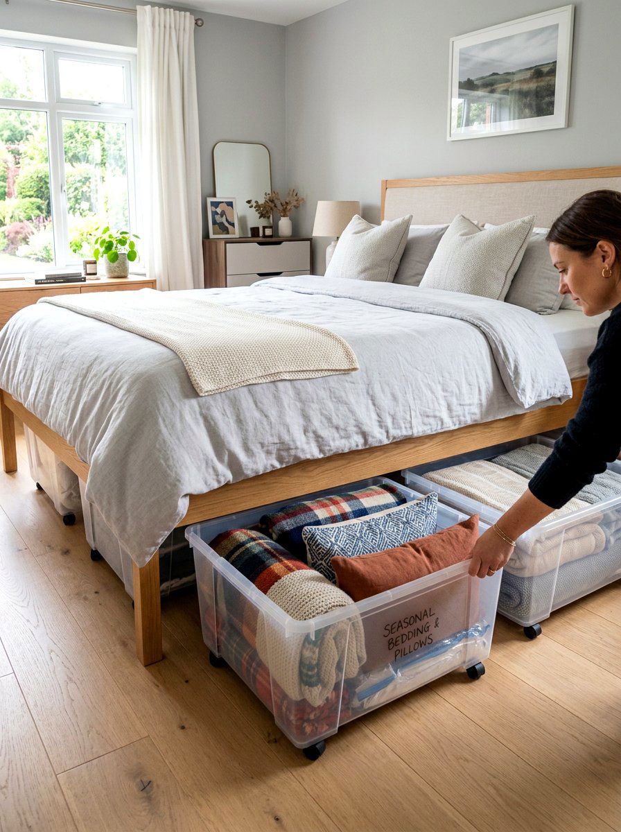 Underbed Decor Storage Solution - 30 organizing seasonal decor ideas