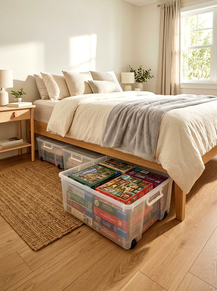 Underbed storage containers - 30 puzzle storage ideas