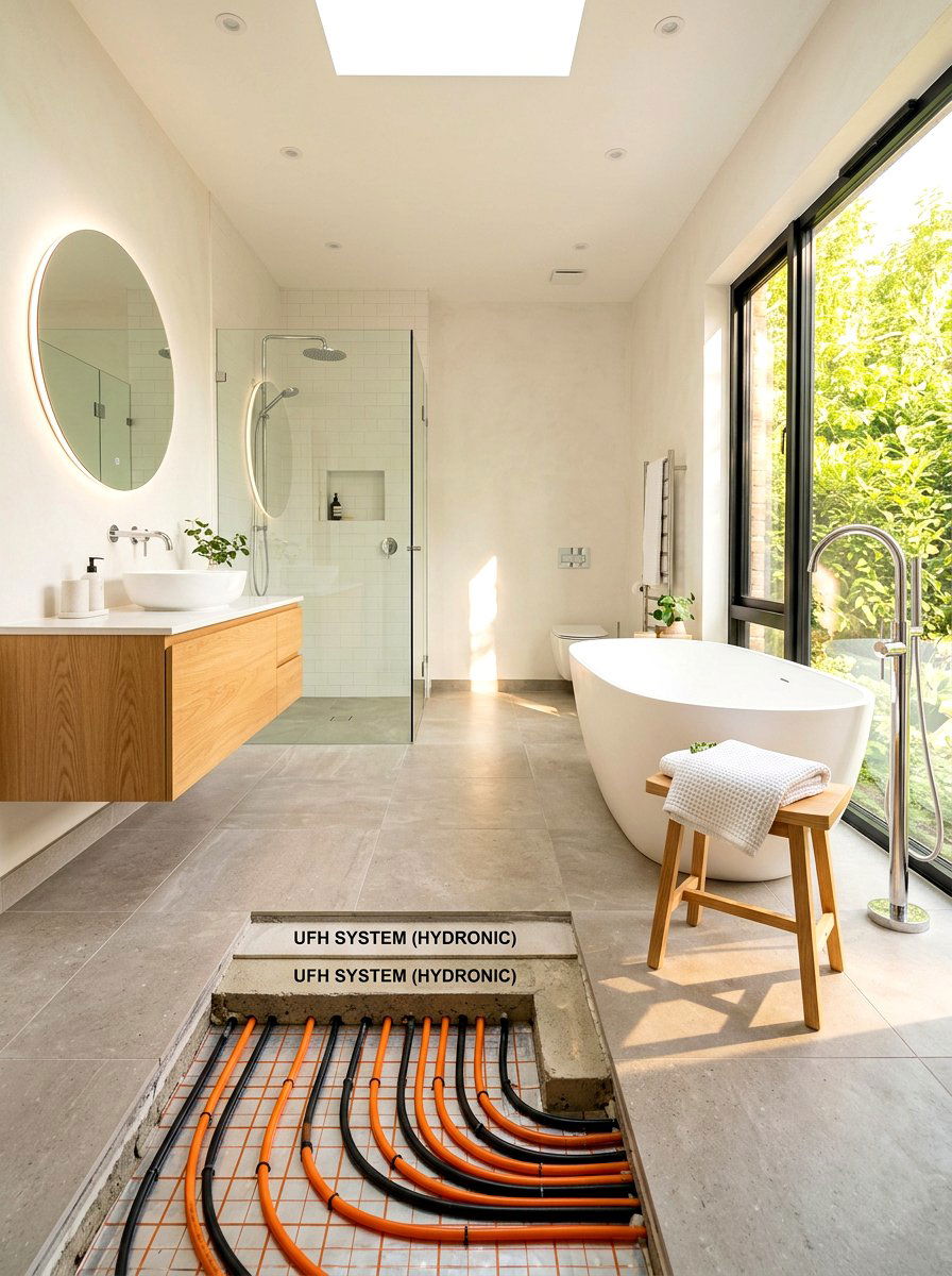 Underfloor Heating System - 30 invisible wellness bathroom ideas