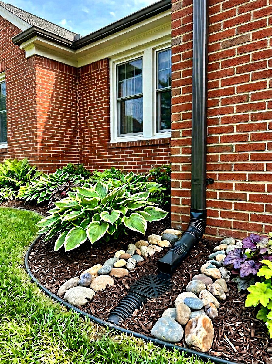 Underground Downspout - 30 drainage landscaping ideas