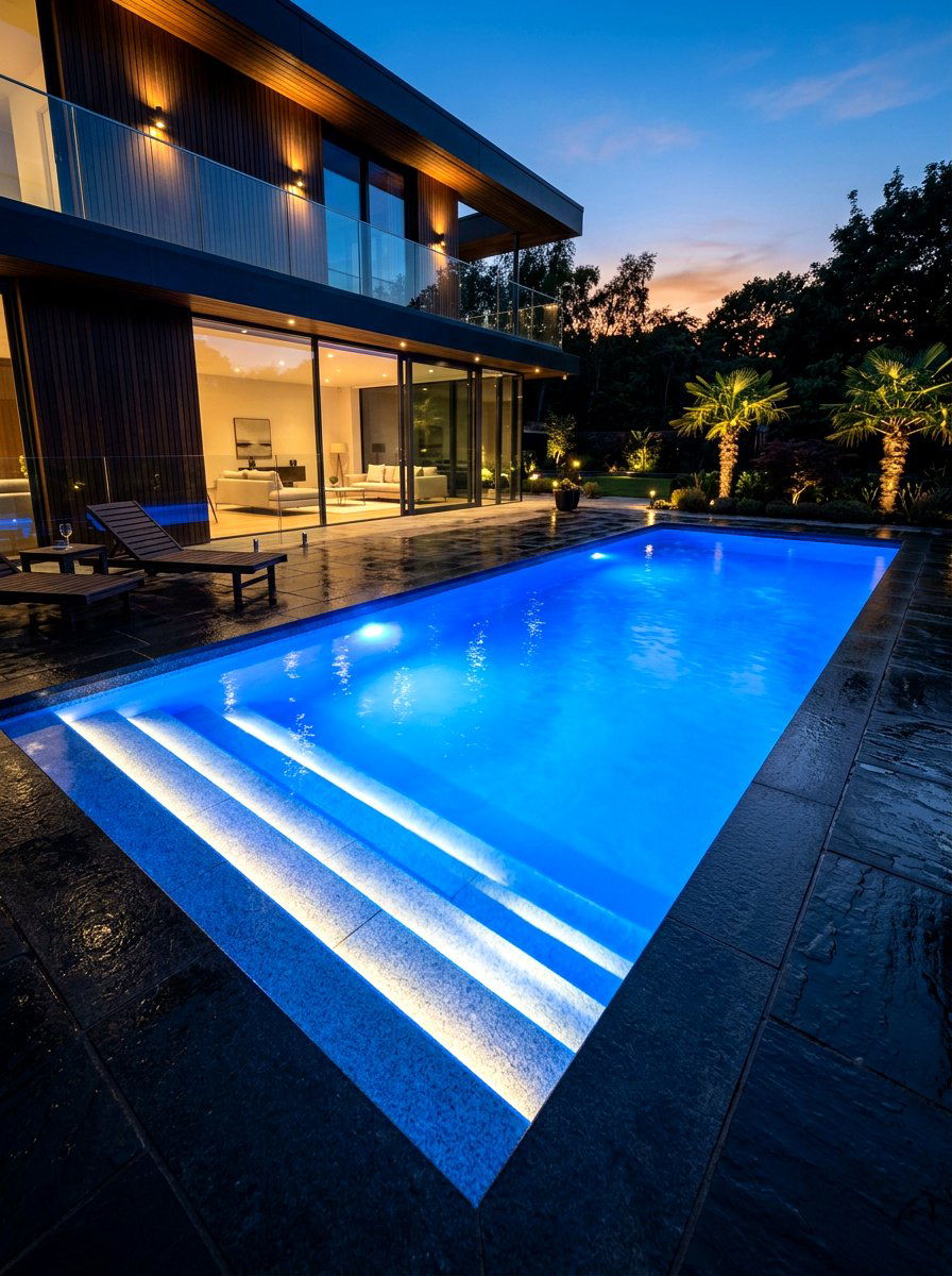 Underwater LED Lighting - 30 resort backyard pool ideas