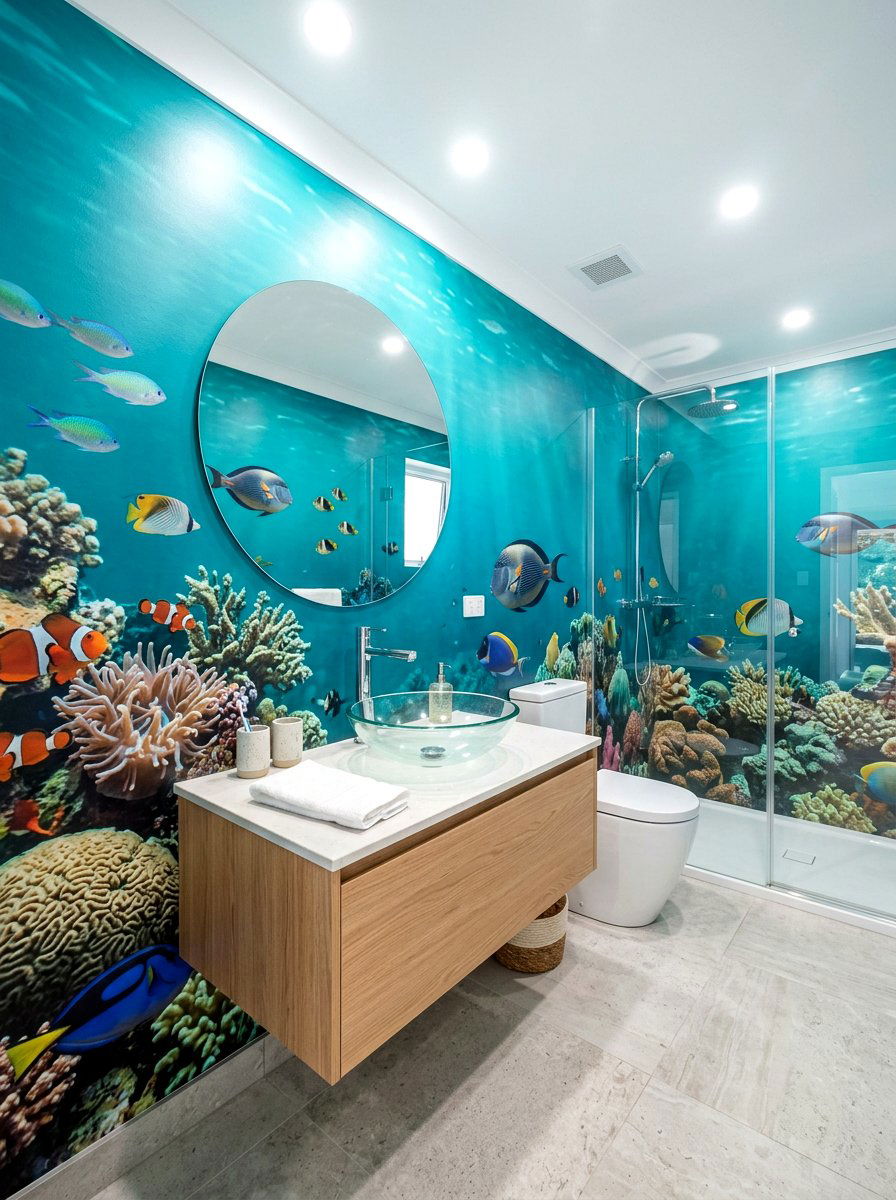Underwater Ocean Mural Bathroom - 30 murals in powder room ideas