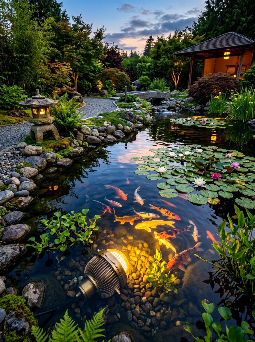 Underwater Pond Light - 30 moody outdoor lighting ideas